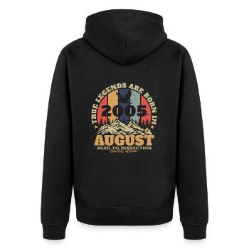 Août 2005 Vintage Anniversaire Rétro - Veste à capuche bio Premium Unisexe - noir - Dos - Nico (187cm)