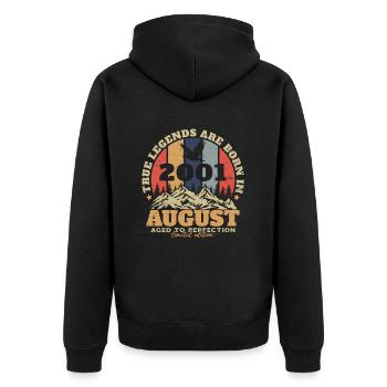 August 2001 Vintage Birthday Retro - Unisex Premium Organic Zip Hoodie - black - Back - Nico (187cm)