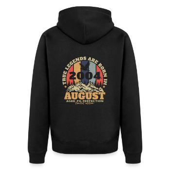 August 2004 Vintage Birthday Retro - Unisex Premium Organic Zip Hoodie - black - Back - Nico (187cm)