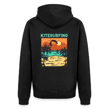 Kitesurfen - Kiteboarding Kitesurf Vintage Kite - Unisex Premium Bio Zip Hoodie - Schwarz - Hinten - Nico (187cm)