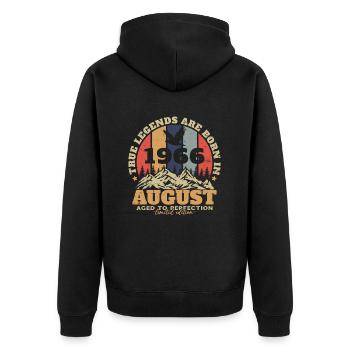 August 1966 Vintage Retro Geburtstagsgeschenk - Unisex Premium Bio Zip Hoodie - Schwarz - Hinten - Nico (187cm)