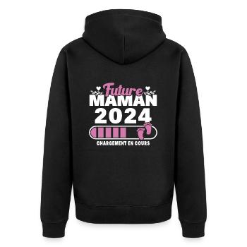 Future maman 2024 chargement en cours - Veste à capuche bio Premium Unisexe - noir - Dos - Nico (187cm)