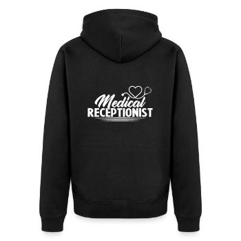 Medical Receptionist Receptionist Gift Receptionist - Unisex Premium Organic Zip Hoodie - black - Back - Nico (187cm)