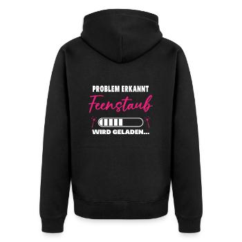 Problem erkannt Feenstaub wird geladen Fee Einhorn - Unisex Premium Bio Zip Hoodie - Schwarz - Hinten - Nico (187cm)