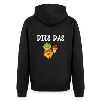 dies das Ananas Lustiger Spruch - Unisex Premium Bio Zip Hoodie - Schwarz - Hinten - Nico (187cm)