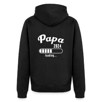 Papa 2024 Laden kündigt Schwangerschaft Future Dad - Unisex Premium Bio Zip Hoodie - Schwarz - Hinten - Nico (187cm)