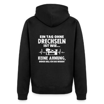 Drechsler Drechseln Drechselbank Drechsel - Unisex Premium Bio Zip Hoodie - Schwarz - Hinten - Nico (187cm)