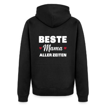 Beste Mutter aller Zeiten - Unisex Premium Bio Zip Hoodie - Schwarz - Hinten - Nico (187cm)