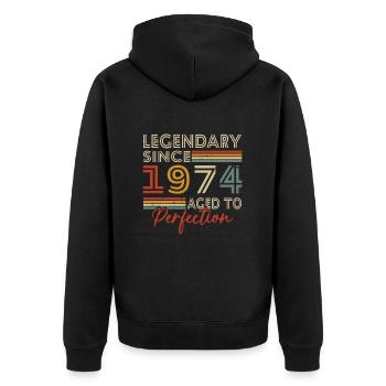 1974 Vintage Retro Birthday Gift - Unisex Premium Organic Zip Hoodie - black - Back - Nico (187cm)