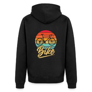 Bicycle Retro Mountain Bike MTB - Unisex Premium Organic Zip Hoodie - black - Back - Nico (187cm)