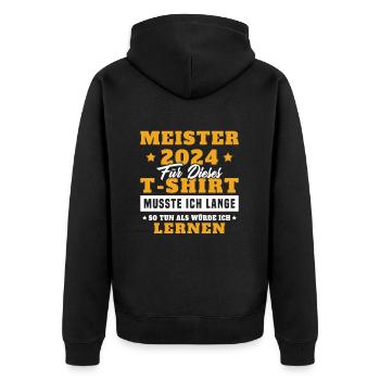 Meister 2024 Mechaniker Meistertitel Geschenk - Unisex Premium Bio Zip Hoodie - Schwarz - Hinten - Nico (187cm)