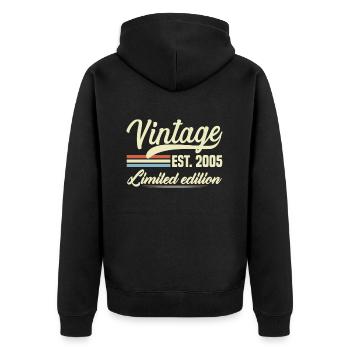 Jahrgang 2005 Jahrgang 2005 Geburtstagsgeschenk - Unisex Premium Bio Zip Hoodie - Schwarz - Hinten - Nico (187cm)