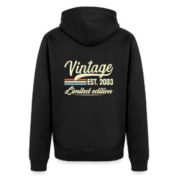 Jahrgang 2003 Geburtstagsgeschenk 2003 - Unisex Premium Bio Zip Hoodie - Schwarz - Hinten - Nico (187cm)