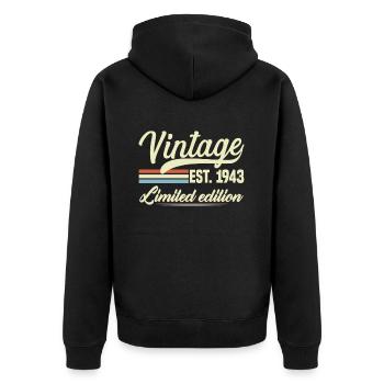 1943 Vintage Retro Geburtstagsgeschenk 1943 - Unisex Premium Bio Zip Hoodie - Schwarz - Hinten - Nico (187cm)