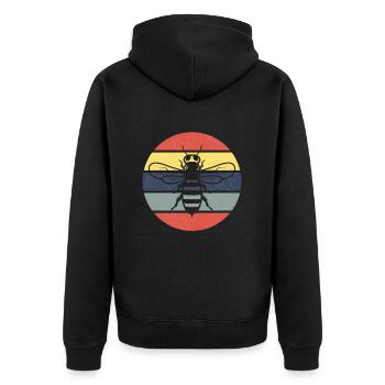 Retro Bienen Imker Retro Bienen - Unisex Premium Bio Zip Hoodie - Schwarz - Hinten - Nico (187cm)