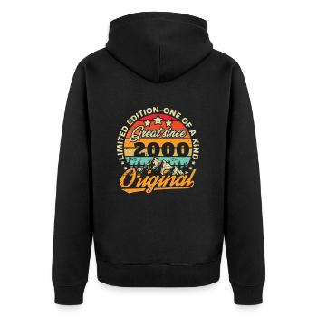 Original 2000 Vintage Anniversaire Humour - Veste à capuche bio Premium Unisexe - noir - Dos - Nico (187cm)