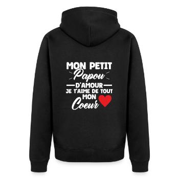 Mon petit papou d'amour je t'aime Cadeau Papou - Veste à capuche bio Premium Unisexe - noir - Dos - Nico (187cm)