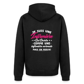 Je Suis Une Infirmière Qui Déchire Humour Cadeau - Veste à capuche bio Premium Unisexe - noir - Dos - Nico (187cm)