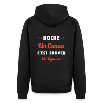 humour apéro boire un canon vigneron noel - Veste à capuche bio Premium Unisexe - noir - Dos - Nico (187cm)