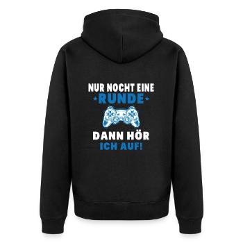 Nur noch eine Runde dann hör ich auf - Unisex Premium Bio Zip Hoodie - Schwarz - Hinten - Nico (187cm)