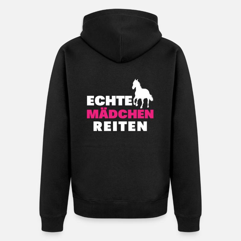 Echte mädchen reiten - Unisex Premium Bio Zip Hoodie - Schwarz