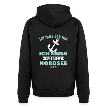 Küstenkind Norddeutschland Ostsee Nordsee Geschenk - Unisex Premium Bio Zip Hoodie - Schwarz - Hinten - Nico (187cm)