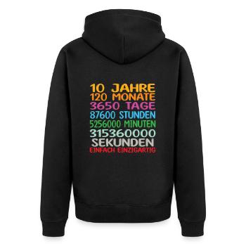 10. Geburtstag Geschenkidee Bday Spruch Geschenk - Unisex Premium Bio Zip Hoodie - Schwarz - Hinten - Nico (187cm)
