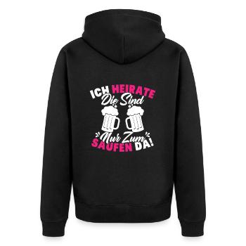ich heirate die sind nur zum saufen da - Unisex Premium Bio Zip Hoodie - Schwarz - Hinten - Nico (187cm)