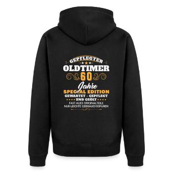 60 Jahre Geburtstag Geschenk Deko Design Geschenke - Unisex Premium Bio Zip Hoodie - Schwarz - Hinten - Nico (187cm)
