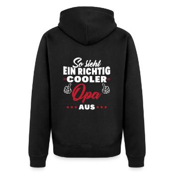 So sieht ein richtig cooler Opa aus Großvater - Unisex Premium Bio Zip Hoodie - Schwarz - Hinten - Nico (187cm)