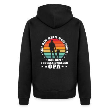 Ich Bin Kein Rentner Ich Bin Professioneller Opa - Unisex Premium Bio Zip Hoodie - Schwarz - Hinten - Nico (187cm)