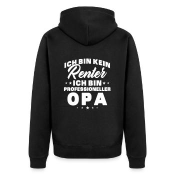 Ich Bin Kein Rentner Ich Bin Professioneller Opa - Unisex Premium Bio Zip Hoodie - Schwarz - Hinten - Nico (187cm)