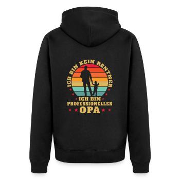 Ich Bin Kein Rentner Ich Bin Professioneller Opa - Unisex Premium Bio Zip Hoodie - Schwarz - Hinten - Nico (187cm)