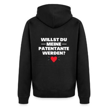 Willst Du Meine Patentante Werden - Unisex Premium Bio Zip Hoodie - Schwarz - Hinten - Nico (187cm)