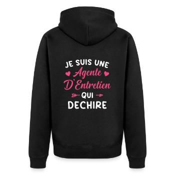 Agente d'Entretien qui déchire Idée Cadeau - Veste à capuche bio Premium Unisexe - noir - Dos - Nico (187cm)