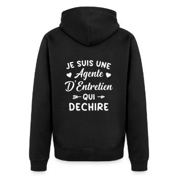 Agente d'Entretien qui déchire Idée Cadeau - Veste à capuche bio Premium Unisexe - noir - Dos - Nico (187cm)