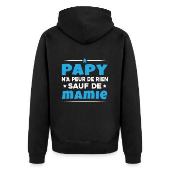 Papy N'a Peur De Rien Sauf De Mamie - Veste à capuche bio Premium Unisexe - noir - Dos - Nico (187cm)