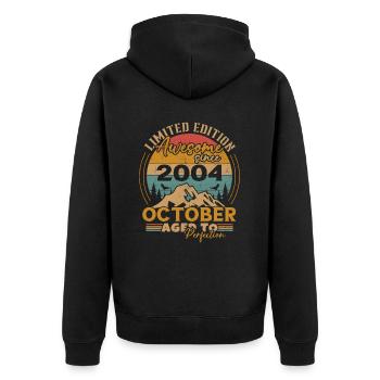 Original October 2004 vintage anniversary 2004 - Unisex Premium Organic Zip Hoodie - black - Back - Nico (187cm)