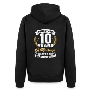10 years of marriage woman humor married funny gift - Unisex Premium Organic Zip Hoodie - black - Back - Nico (187cm)