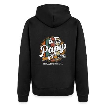 Futur Papy 2026 Cadeau Annonce Grossesse - Veste à capuche bio Premium Unisexe - noir - Dos - Nico (187cm)