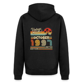 Original octobre 1997 vintage anniversaire 1997 - Veste à capuche bio Premium Unisexe - noir - Dos - Nico (187cm)