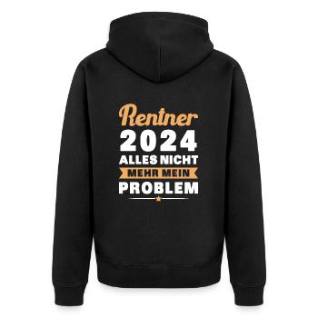 Rentner 2024 Rente Humor Ruhestand - Unisex Premium Bio Zip Hoodie - Schwarz - Hinten - Nico (187cm)