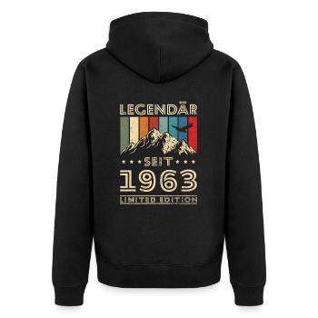 Legendär seit 1963 Vintage Geschenk - Unisex Premium Bio Zip Hoodie - Schwarz - Hinten - Nico (187cm)