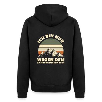 Ich Bin Nur Wegen Dem Kaiserschmarrn Hier - Unisex Premium Bio Zip Hoodie - Schwarz - Hinten - Nico (187cm)