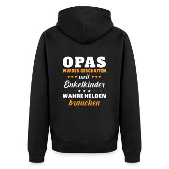 Opas weil Enkelkinder Wahre Helden Bauch Großvater - Unisex Premium Bio Zip Hoodie - Schwarz - Hinten - Nico (187cm)