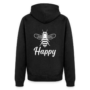 Kind Biene Glückliche Jungen Imker Mädchen Biene - Unisex Premium Bio Zip Hoodie - Schwarz - Hinten - Nico (187cm)