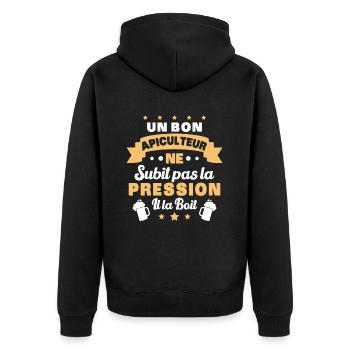Apiculteur ne subit pas la pression humour Abeille - Veste à capuche bio Premium Unisexe - noir - Dos - Nico (187cm)
