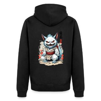 Japonais Yokai Chat Streetwear Esthétique Chats - Veste à capuche bio Premium Unisexe - noir - Dos - Nico (187cm)