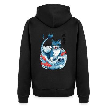 Catfish Japon Chat Esthétique Anime Streetwear - Veste à capuche bio Premium Unisexe - noir - Dos - Nico (187cm)