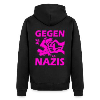 Contre le poing des nazis - Veste à capuche bio Premium Unisexe - noir - Dos - Nico (187cm)